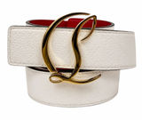 Christian Louboutin CL Logo Calf Leather Belt Leche White Size 90/36 Photo 0