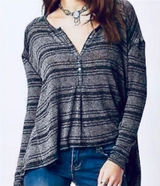 Free People We The Free Striped Henley Boho Top Size Small Photo 0
