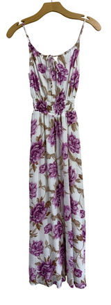 Abercrombie & Fitch Purple Floral Maxi Dress XS Smocked Waist Pockets White Photo 0