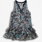 Charlotte Russe Floral Mini Dress XS Navy Blue Sleeveless Ruffle Hem Chiffon Photo 0