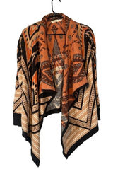 Blu Pepper Brown Peach Multi Color Aztec Mixed Print Knit Cardigan Women Sz M Photo 0