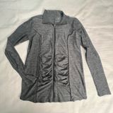 Motherhood Maternity Gray Full Zip Ruched Activewear Jacket Sz Medium Thumbholes Photo 0