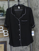 NEW Flora By Flora Nikrooz Womens Annie Notch Pajama Shirt Top T90416 Black XL Photo 0