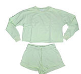 Colsie Women's X-Small Mint Green Cropped Sweatshirt & Shorts Lounge Set pajamas Photo 0