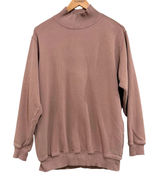 Aerie Womens XS Mock Neck Oversized Sweatshirt Mauve Brown Fleece Pullover Photo 0