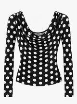 Polka Dot Long Sleeve Cowl neck Top Photo 0
