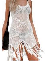 Endless Blu White Crochet Fringe Cover Up Boho Festival Beach‎ Dress Size M Photo 0