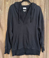 Aerie Black Down To Earth Pullover V Neck Hoodie Medium Photo 0
