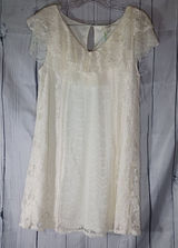 Umgee Bohemian Chic V-Neck Cottagecore Lace Mini Dress in Cream NWT Photo 0