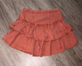 Free People Tiered Ruffle Mini Skirt in Coral Orange Photo 0