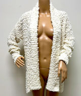 Anthropologie Akemi & Kin Cream Eyelash Open Front Cardigan size SX Oversized Photo 0