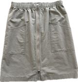 L.L.Bean Knee-Length 100% Cotton Skirt Full-Zip 10 Pockets Khaki Elastic Waist Photo 0