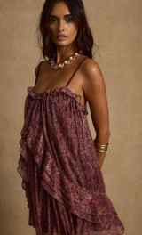 12th Tribe Golden Hour Raspberry Ruffle Mini Dress NWT Size L Photo 0