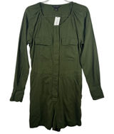 Banana Republic Linen Blend Utility Romper Long Sleeve Army Olive Green‎ Size S Photo 0