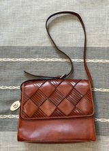 Vintage Brown Woven Leather Etienne Aigner Boho Purse Handbag Photo 0