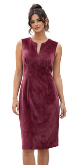 Women's Maroon Faux Velvet V-neck Sleeveless Holiday Dress, size 10 Photo 0