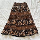 Vintage 90s Maxi Skirt Small Cotton Bohemian Fairy Whimsy Hippie Gypsy Brown Y2K Photo 0