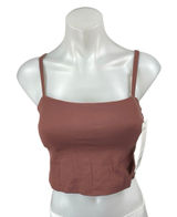 NEW Crz Yoga Brown Sleeveless Cami Camisole Tank Workout Athletic Crop Top Sz S Photo 0