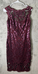 Tadashi Shoji Burgundy Sequin Lace Cocktail Dress‎ Elegant Formal Occasion Dress Photo 0