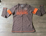 NFL Women's Brown Orange "Cleveland Browns Football" Long Sleeve Tee Size Medium Photo 0