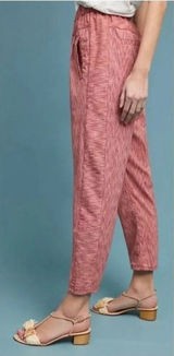 Anthropologie Red Space Dye Jogger Pants Size Small Boho Lounge Casual Cotton Photo 0