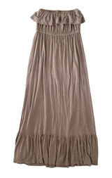Forever 21 Strapless Long Dress Ruffle Top Crochet Trim Maxi Dress Small Brown Photo 0
