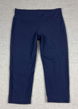 Athleta Leggings Womens L Blue Cropped Nylon Spandex Elastic Waist Yoga Gym Photo 0
