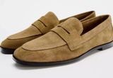 Zara Tan Suede Penny Loafers Slip On Casual Leather 40 Minimalist Capsule 9 Photo 0