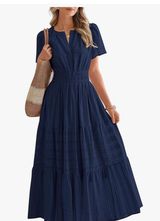 Cotton pocket Navy Blue Maxi Dress Photo 0