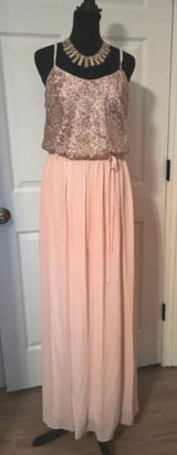 David's Bridal Fancy formal pink evening bridesmaid dress Photo 0