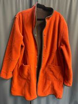 Susan Graver Fleece Jacket 1X Brown Long Sleeve Button Front Reversible B76 Photo 0