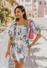 The Shore Brand Santa Clara Puffed‎ Sleeve Tropical Mini Dress Size Small Photo 0