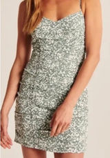 Abercrombie Fitch Womens S Sage Green Ruched Mini Dress Bodycon Party Y2K Photo 0