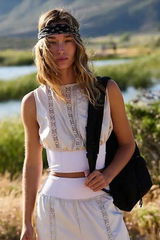 Free People Oh Hey Applique Crop In Tofu/Lavender Combo Photo 0