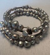 Silpada Grey Pearl Coil Bracelet Sterling Silver 925 Photo 0