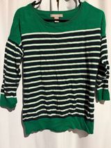 Banana Republic Striped Sweater Size S Green Navy White Cotton Rayon Photo 0