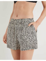Aerie Cream & Black Dalmatian Print Lightweight Elastic Waist Shorts Size XS Photo 0