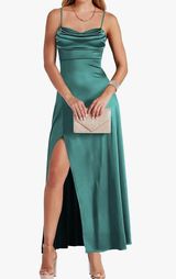 Lake Green Satin Prom Dress Photo 0
