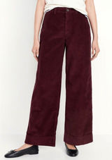 Old Navy Women Burgundy Corduroy High Waisted Wide Leg Pants Maroon Pants 10 Photo 0