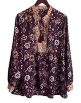 Dlp‎ Womens Boho Floral Babydoll Tunic XL Plum Peasant Whimsical Earthy Cottage Photo 0