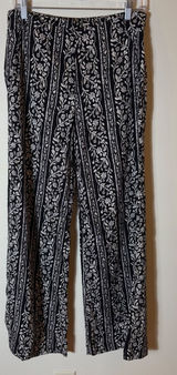 Abercrombie & Fitch Black Floral Print Wide Leg Boho Casual Pants Size‎ 2 Photo 0