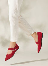 Vivaia NEW Maria Pointed Toe‎ Mary Jane Flats Red Size 41 US 9.5 Photo 0