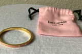 : Pink “Spot the Spade” Hinge/Clasp Bangle Bracelet- Gold tone Photo 0