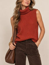 Abercrombie & Fitch Orange Turtleneck Sweater Vest Size M Knit Fall Layering Photo 0