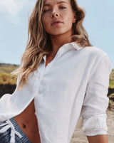 NWT QUINCE women's 100% european linen long sleeve white shirt Sz S Photo 0