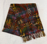 FENDI Multicolor Geometric Abstract Scarf Embroidered Logo Fringe Bohemian Fall Photo 0