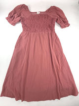 Orange Creek Rose Pink Crochet Lace Smocked Puff Sleeve Midi Dress M ID48374 Photo 0