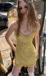 Anyfood Universe Sabrina Lemon Dress Rare Slip Mini Dress‎ Size Small Photo 0