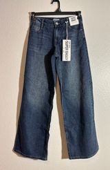 Refuge Denim NWT Jr's Size 1 Super Baggy Low Rise Wide Leg Blue Jeans Photo 0