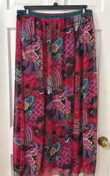 WD.NY‎ Boho Maxi Skirt Sz L Pink Artsy Velvet Waist Shimmer Gypsy Maximalist Photo 0